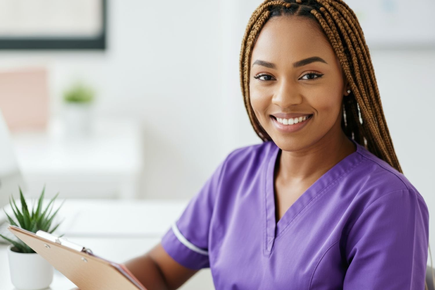 Heritage Healthcare_Carer_Purple Scrubs