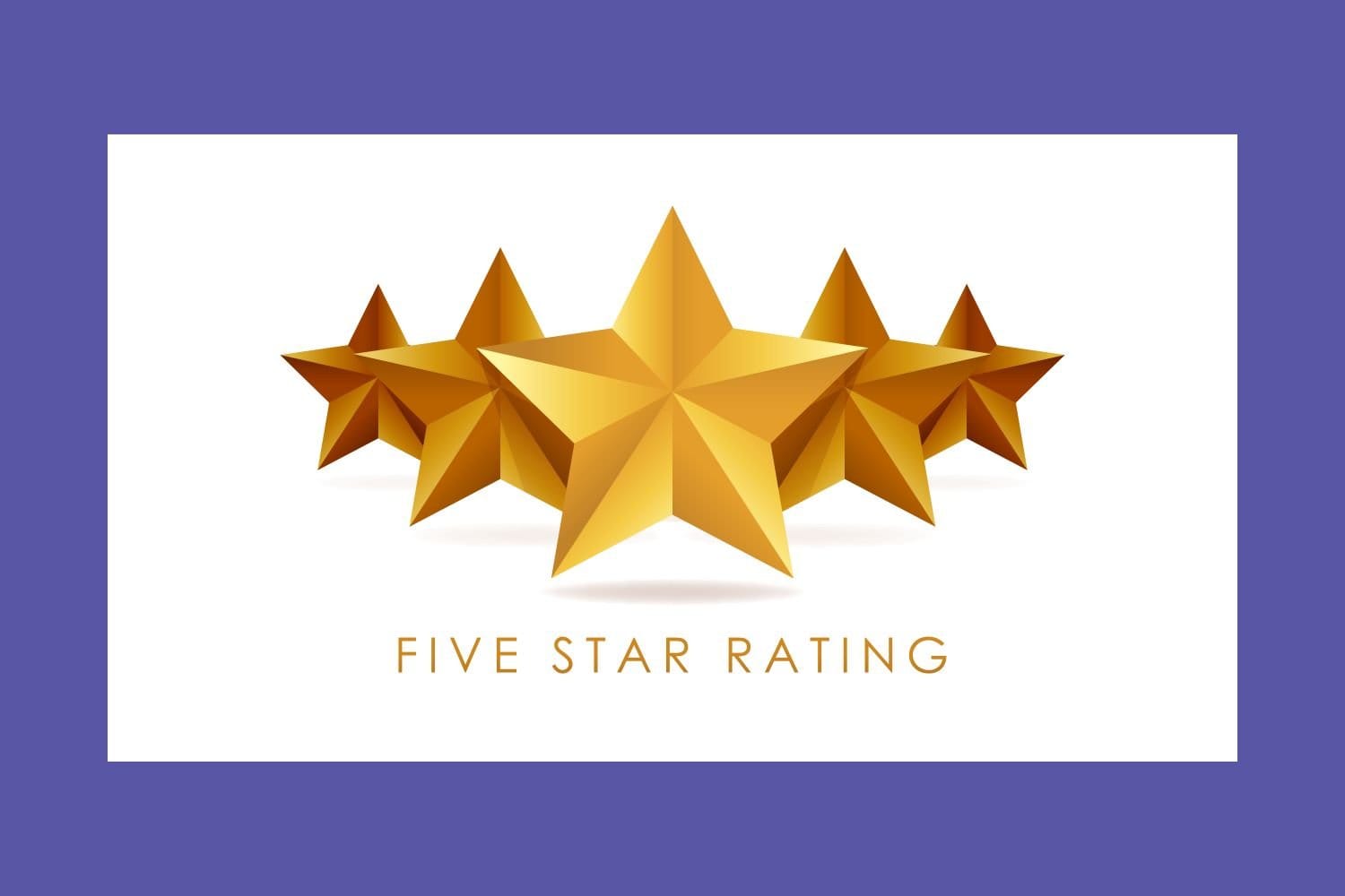 Graphic showing 5 gold stars for 5 star award